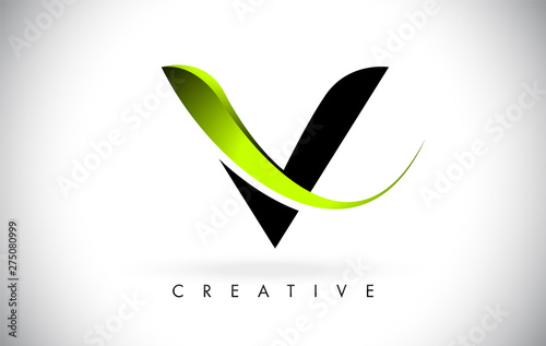 V Letter Design Logo. Letter V Icon Logo with Modern Swoosh