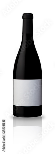 Burgundy bottle of red wine isolated on white background