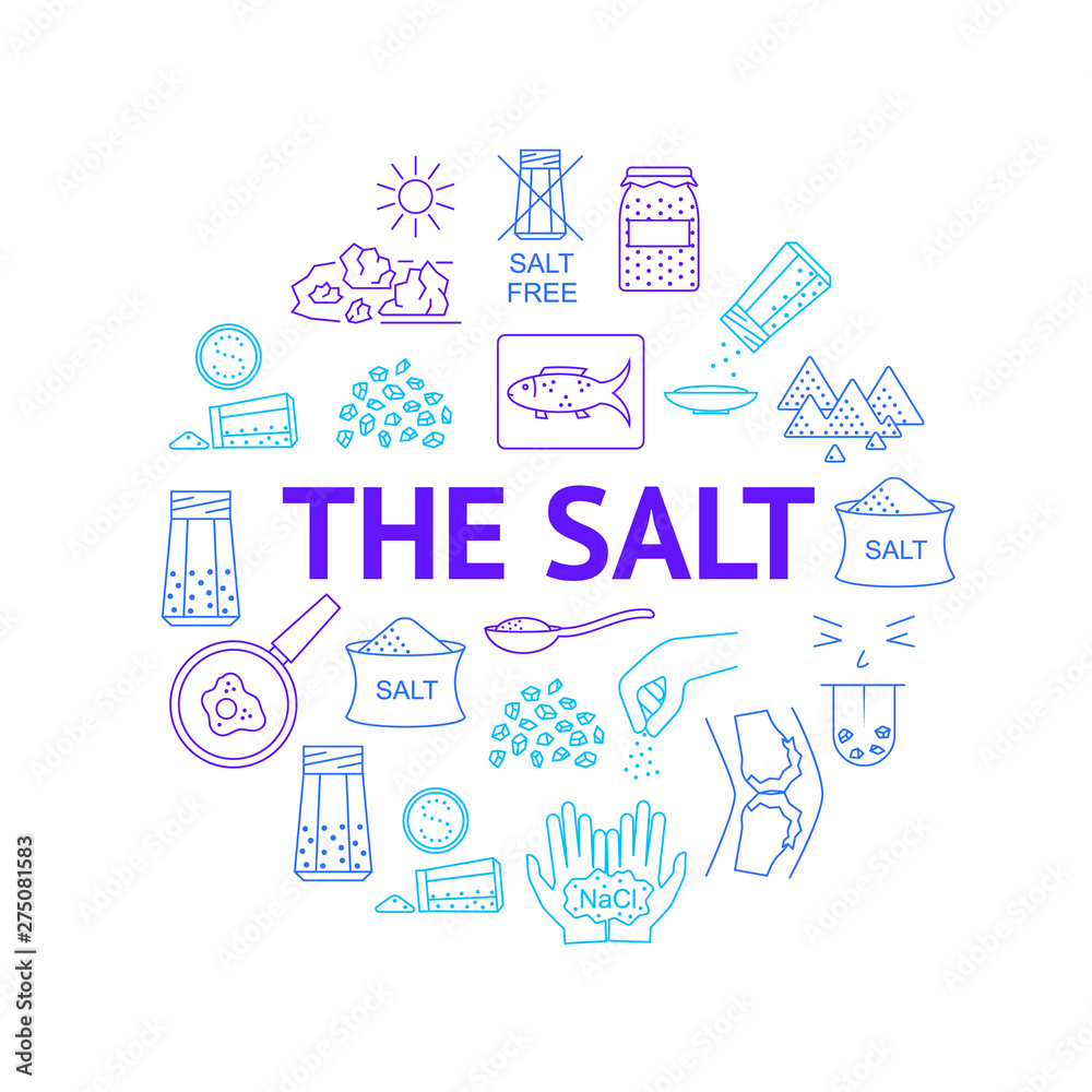 Fototapeta premium Salt Signs Thin Line Round Design Template Ad. Vector