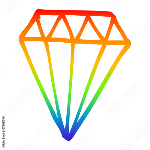 rainbow gradient line drawing cartoon tattoo diamond