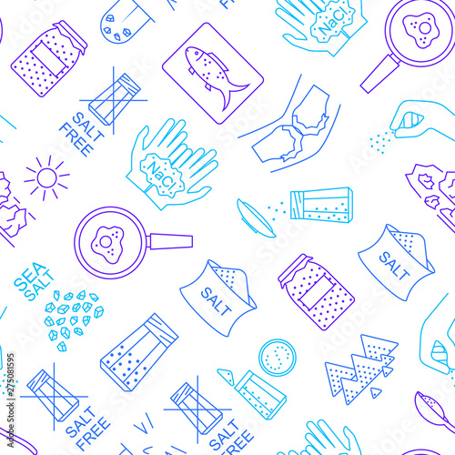 Salt Signs Thin Line Seamless Pattern Background. Vector