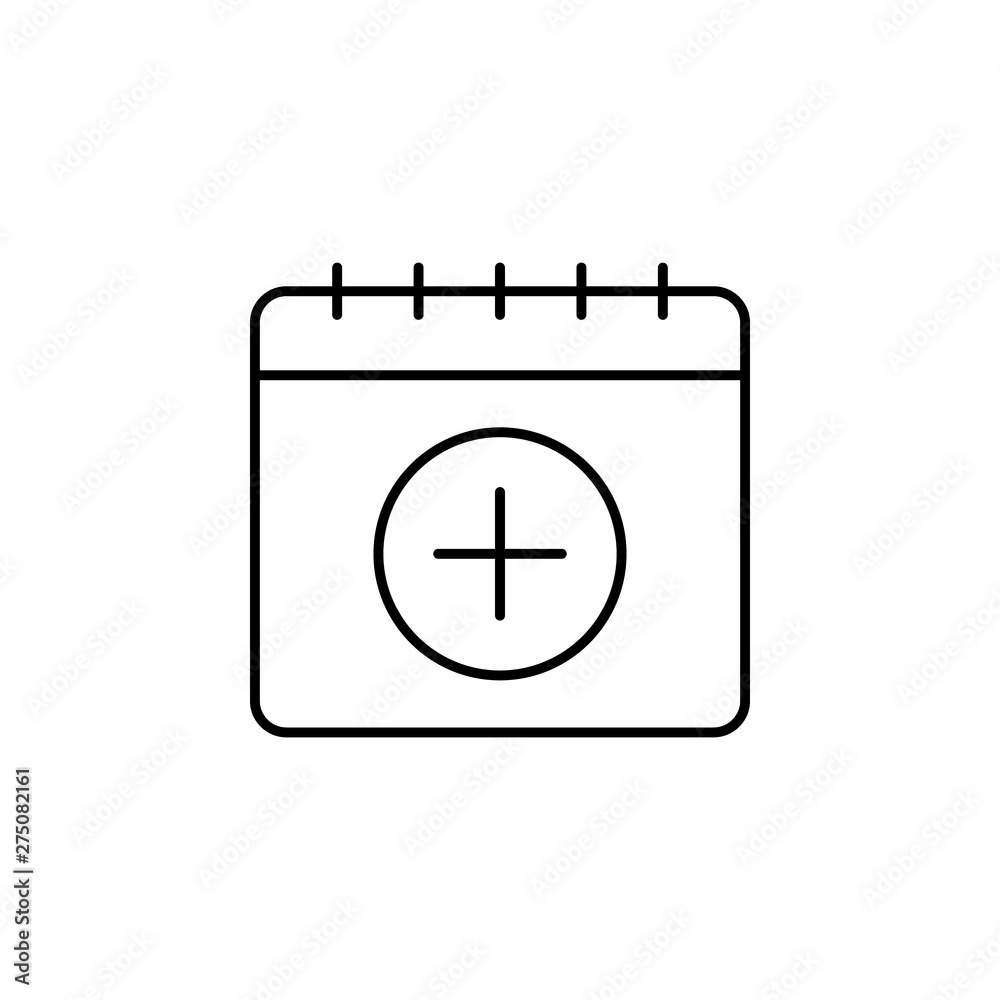Calendar, add icon. Simple thin line, outline vector of calendar icons for ui and ux, website or mobile application Calendar, add icon. Simple thin line, outline vector of calendar icons for ui and ux, website or mobile application