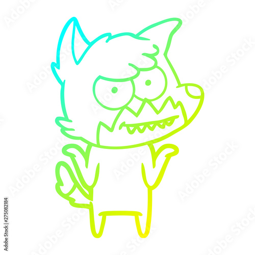 cold gradient line drawing cartoon grinning fox