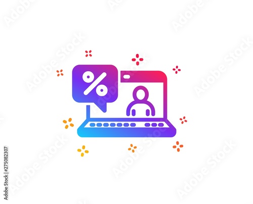 Online loan percent icon. Discount sign. Credit percentage symbol. Dynamic shapes. Gradient design online loan icon. Classic style. Vector