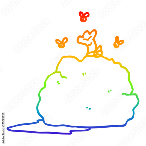 rainbow gradient line drawing cartoon bag of garbage