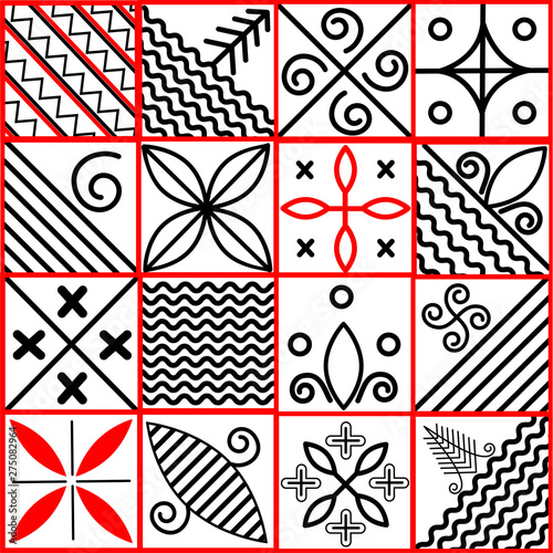 elements of the Mezen vector mural from Russia