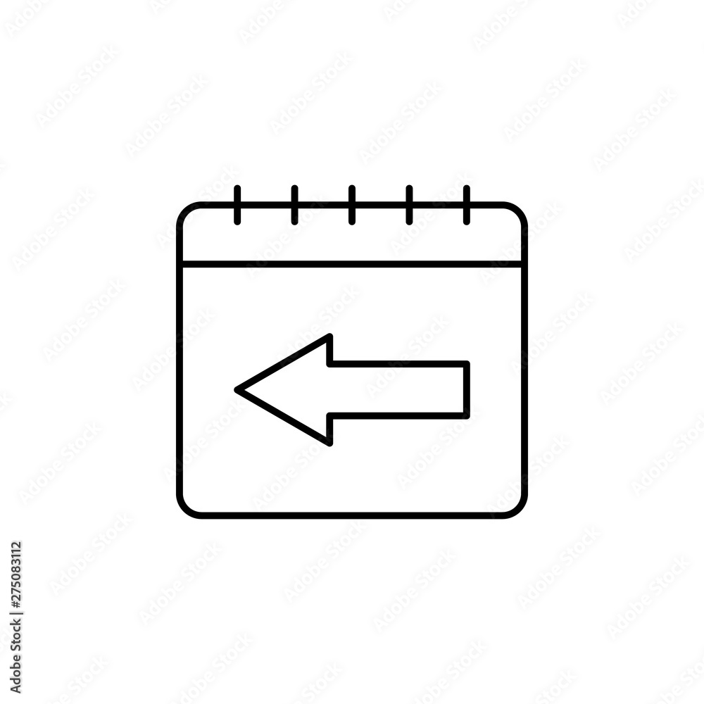Calendar, arrow icon. Simple thin line, outline vector of calendar icons for ui and ux, website or mobile application Calendar, arrow icon. Simple thin line, outline vector of calendar icons for ui and ux, website or mobile application