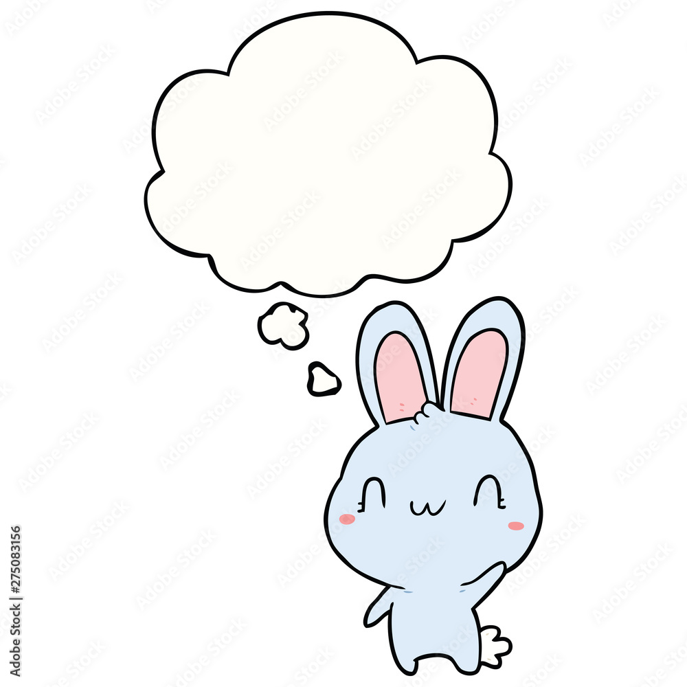 cartoon rabbit waving and thought bubble cartoon rabbit waving and thought bubble