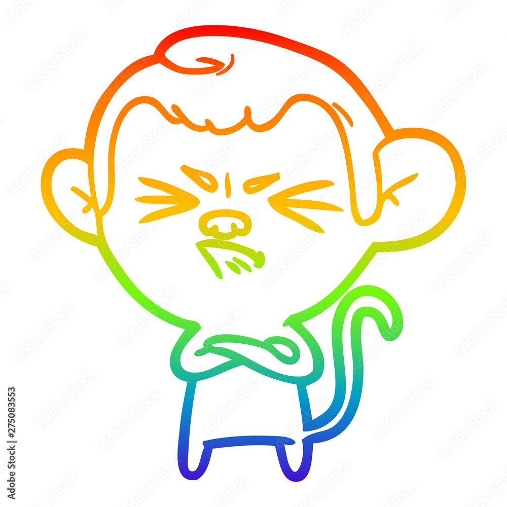 rainbow gradient line drawing cartoon angry monkey rainbow gradient line drawing cartoon angry monkey