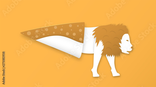 Wildlife animals with manipulation in ice cream concept. Minimalism deign in paper cut and craft style. Art digitalcraft for world environment day.