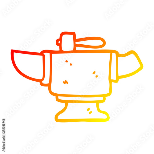 warm gradient line drawing cartoon heavy old anvil