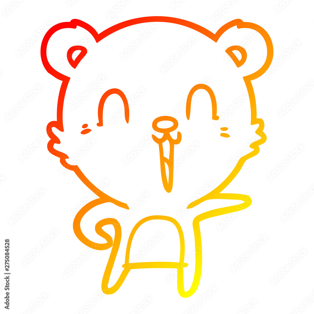 Fototapeta premium warm gradient line drawing happy cartoon bear
