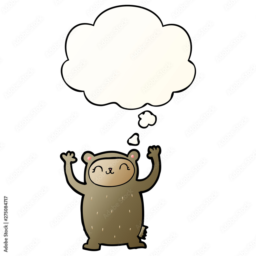 cute cartoon bear and thought bubble in smooth gradient style cute cartoon bear and thought bubble in smooth gradient style