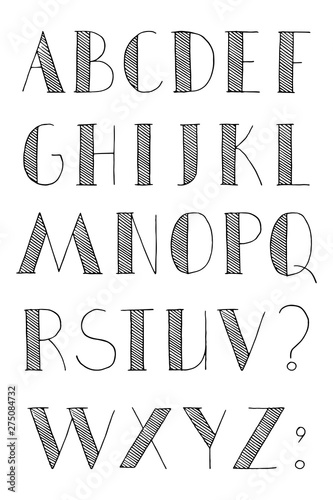 Universal doodle latin alphabet, lettering for logos, badges, postcards, posters, prints white isolated