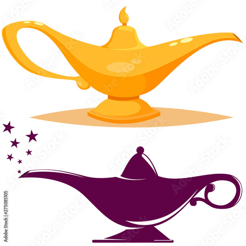 Genie's miracle lamp flat and stylized
