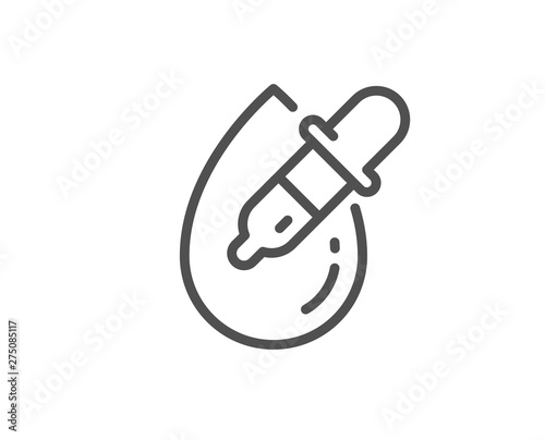 Eye drops line icon. Oculist clinic sign. Optometry vision symbol. Quality design element. Linear style eye drops icon. Editable stroke. Vector