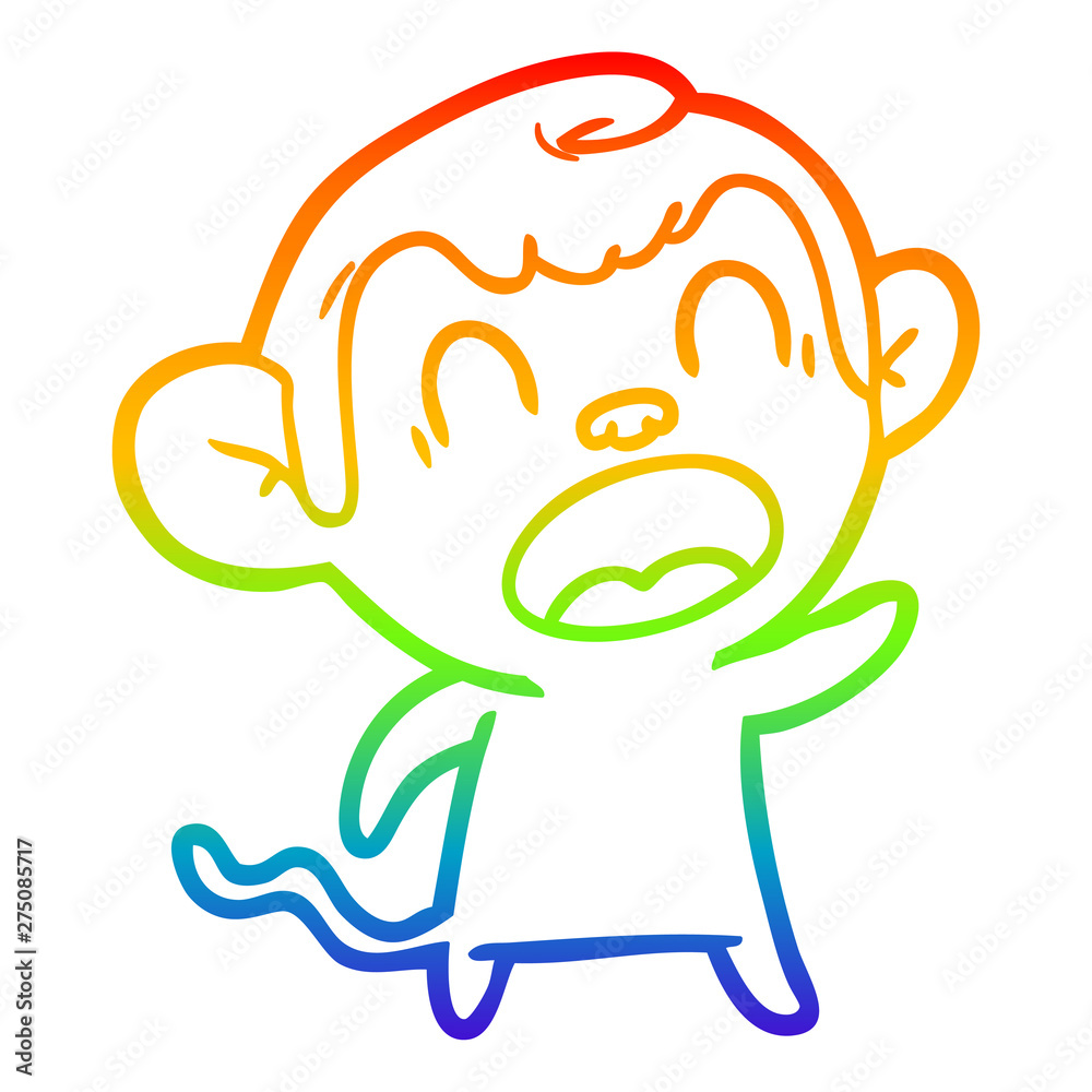 rainbow gradient line drawing shouting cartoon monkey rainbow gradient line drawing shouting cartoon monkey
