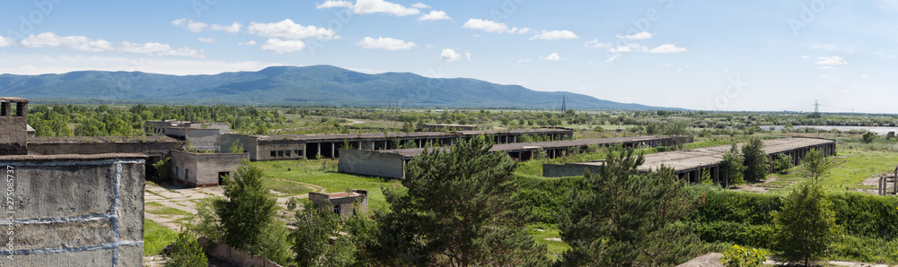 Big landscape of some abandoned Industrial Zone in Third world country