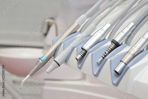 Stomatological equipment in the dentists clinic. Tips for dental equipment, turbine tips