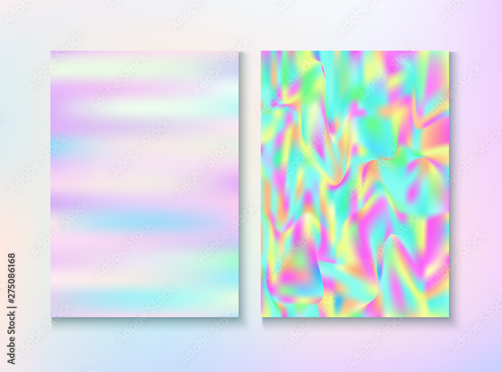 Modern Glitch Rainbow Music Party Vector Poster Set.