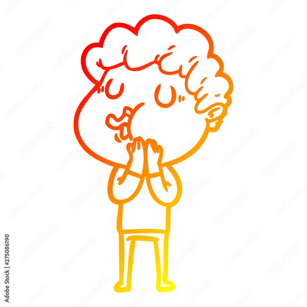 warm gradient line drawing cartoon man singing