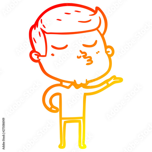 warm gradient line drawing cartoon model guy pouting