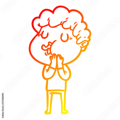warm gradient line drawing cartoon man singing