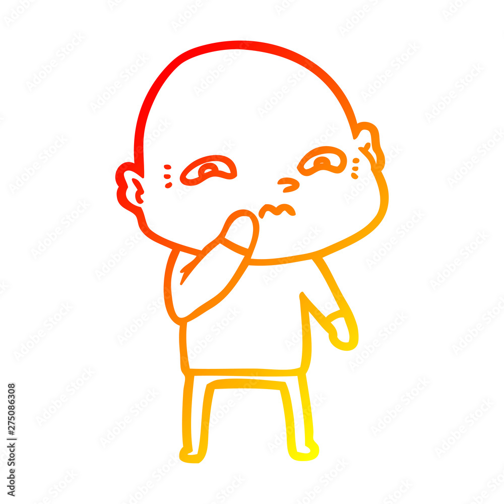 warm gradient line drawing cartoon nervous man warm gradient line drawing cartoon nervous man