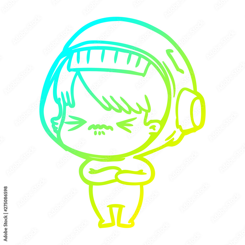 cold gradient line drawing angry cartoon space girl cold gradient line drawing angry cartoon space girl