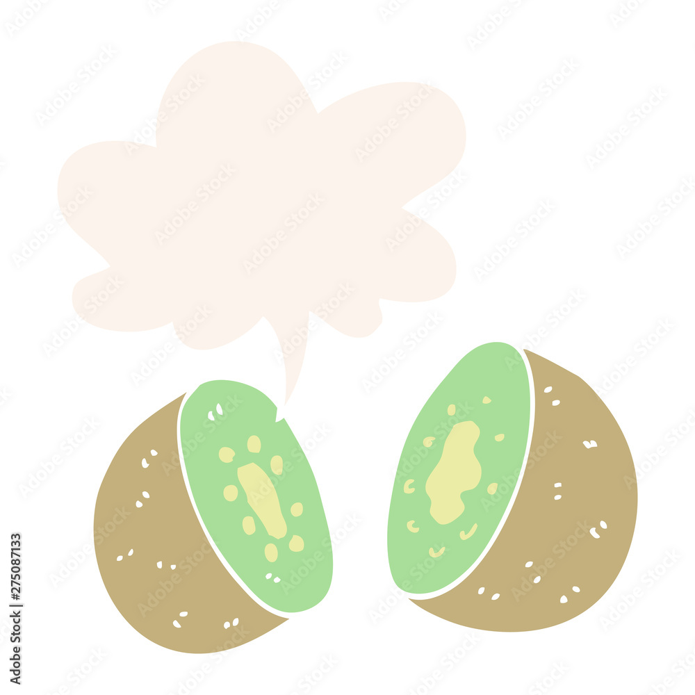 cartoon kiwi and speech bubble in retro style cartoon kiwi and speech bubble in retro style
