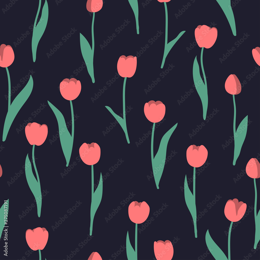 Seamless tulip pattern. Vector floral background. Seamless tulip pattern. Vector floral background.