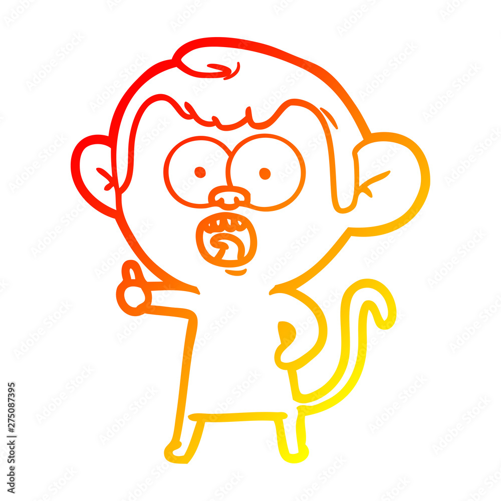 warm gradient line drawing cartoon shocked monkey warm gradient line drawing cartoon shocked monkey