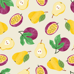 Papier peint photo Fruits aquarelle patrons Poires fruits passion aquarelle botanique  © Afanasia