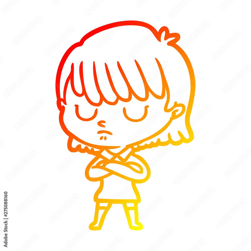 warm gradient line drawing cartoon woman warm gradient line drawing cartoon woman