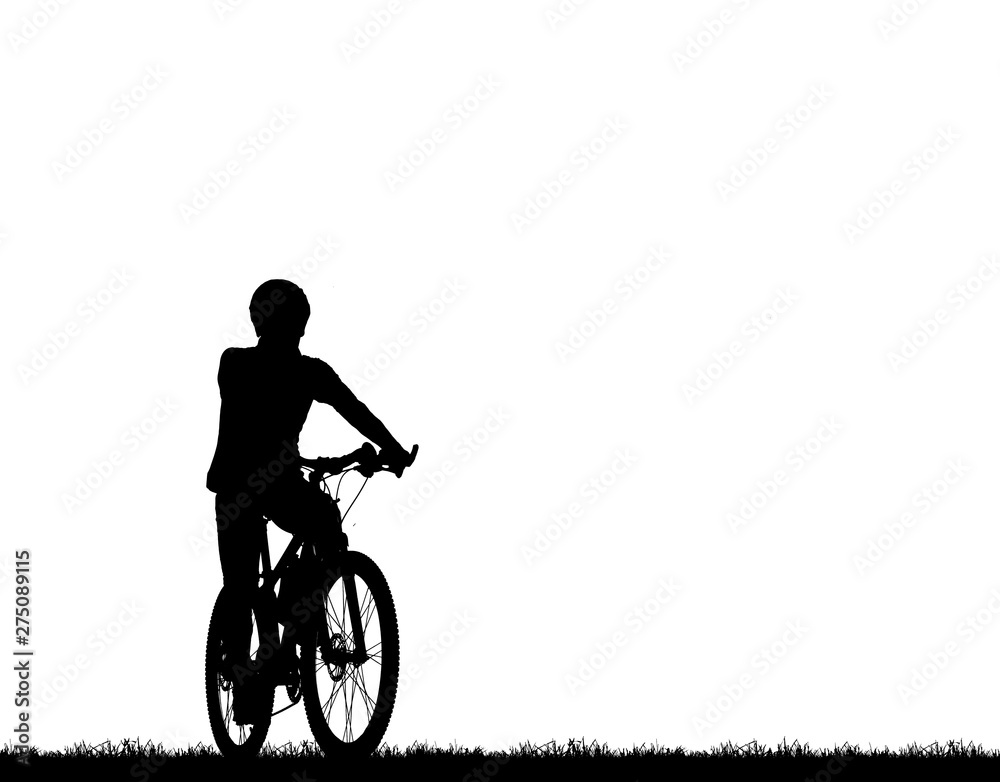 Obraz premium Cycling Silhouette on white background