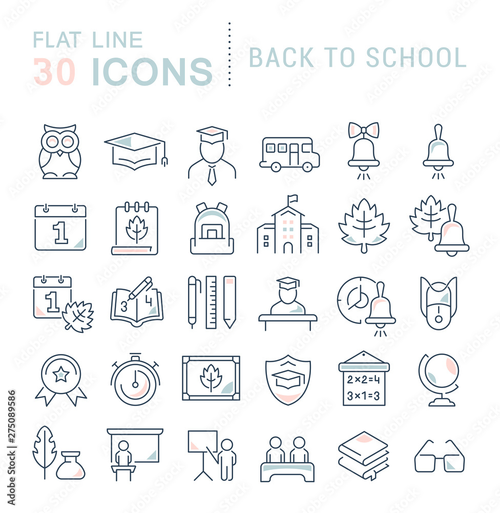 Set Vector Line Icons of Back to School Set Vector Line Icons of Back to School
