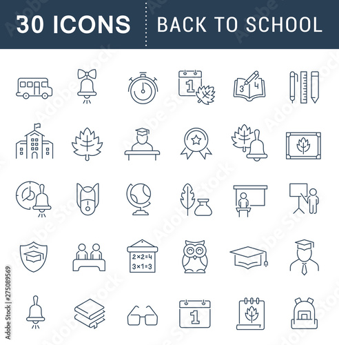 Set Vector Line Icons of Back to School