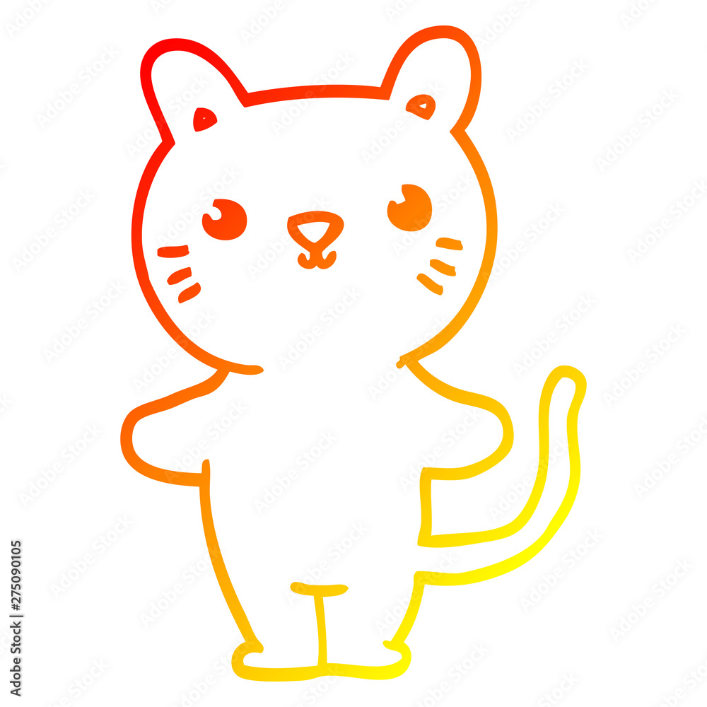 warm gradient line drawing cartoon cat warm gradient line drawing cartoon cat