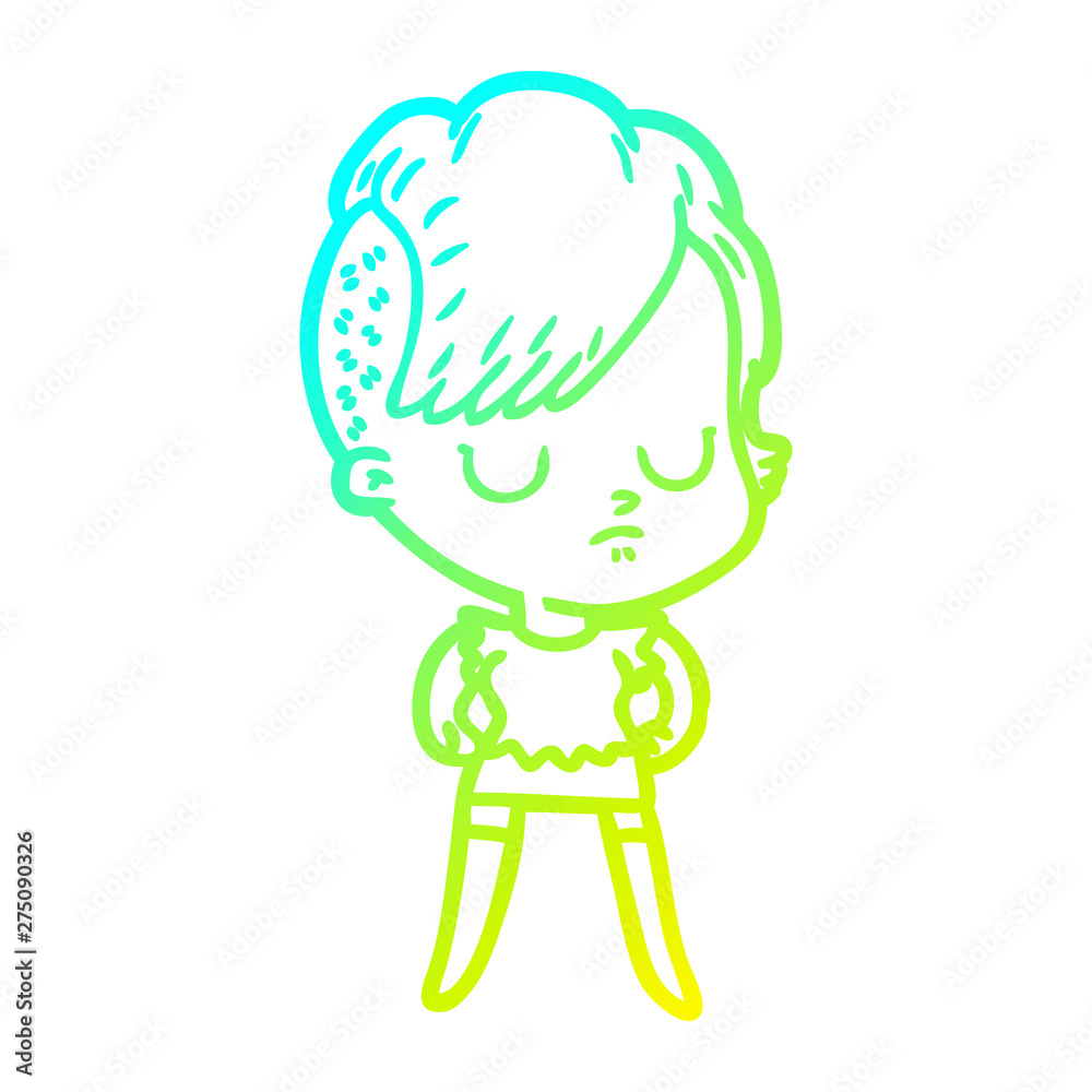 cold gradient line drawing cartoon woman cold gradient line drawing cartoon woman