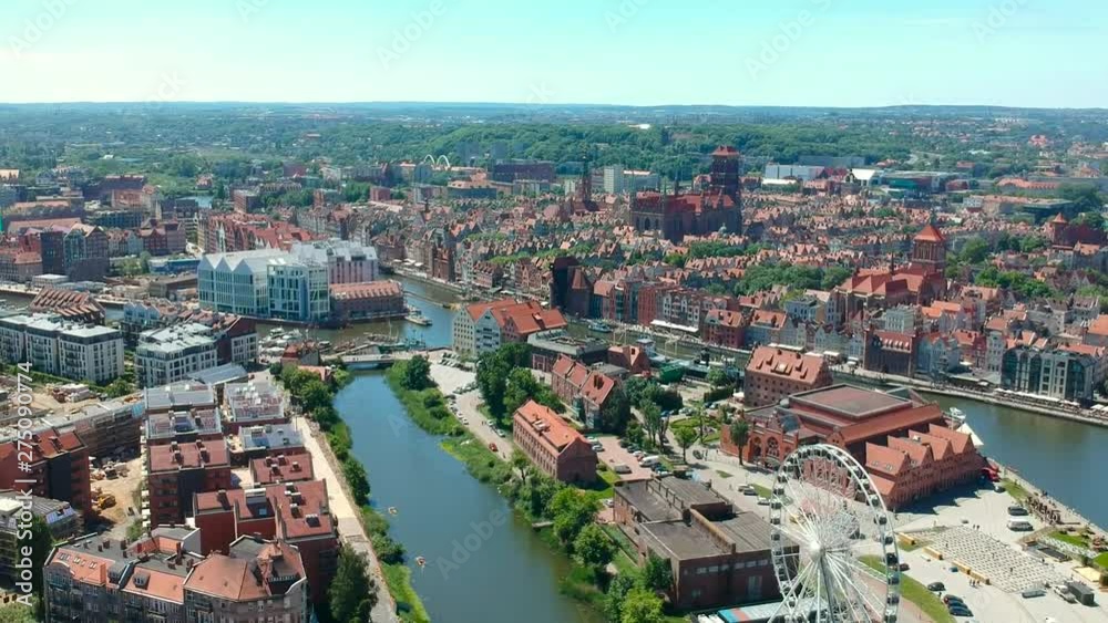 Aerial view of Gdansk old town in summer scenery, Poland Aerial view of Gdansk old town in summer scenery, Poland