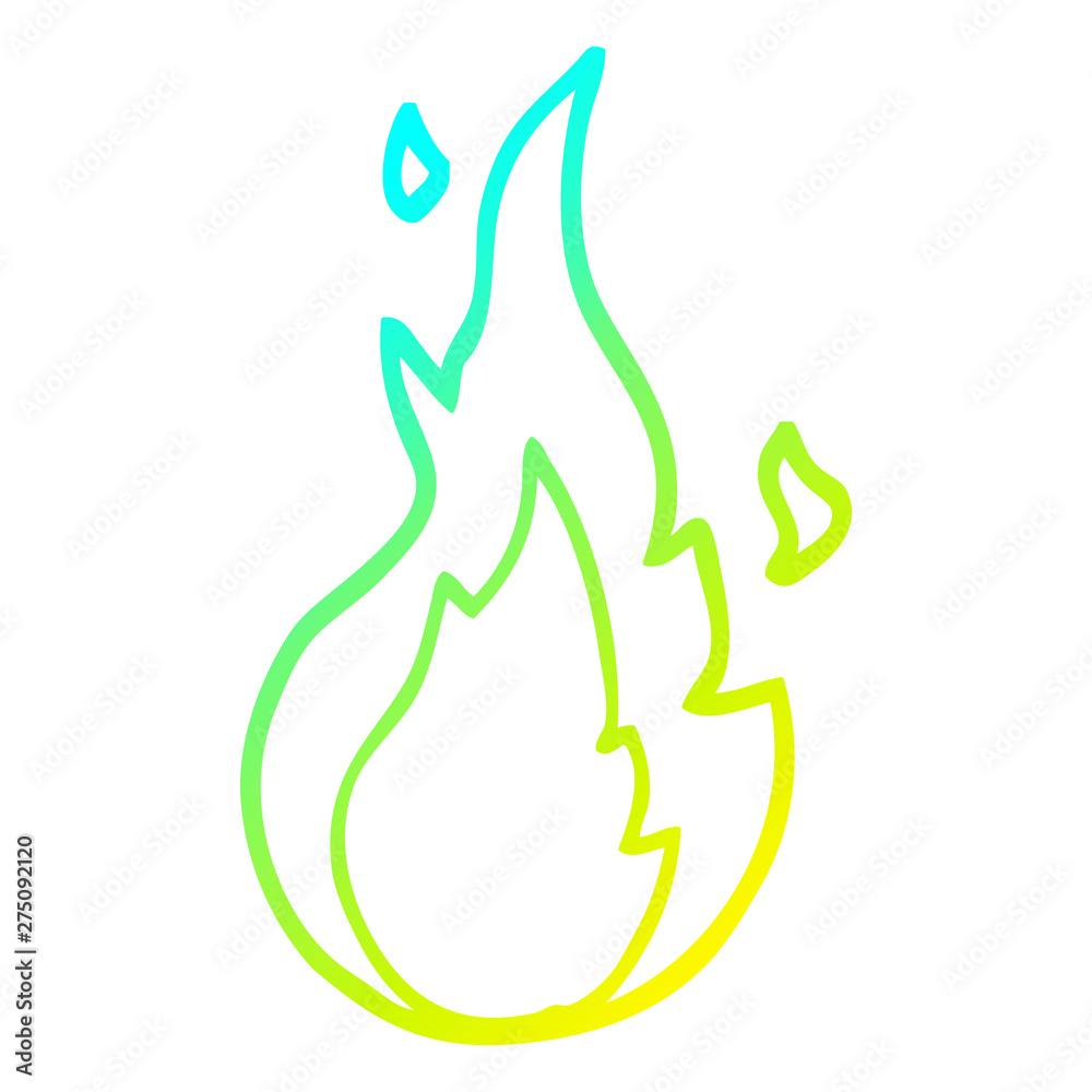 cold gradient line drawing cartoon flame symbol cold gradient line drawing cartoon flame symbol