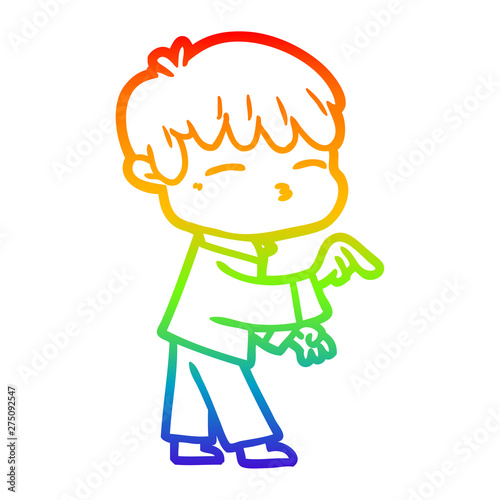 rainbow gradient line drawing cartoon curious boy