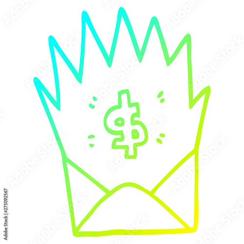 cold gradient line drawing cartoon unexpected pay check