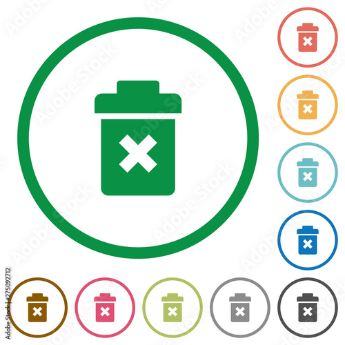 Photos Delete flat icons with outlines