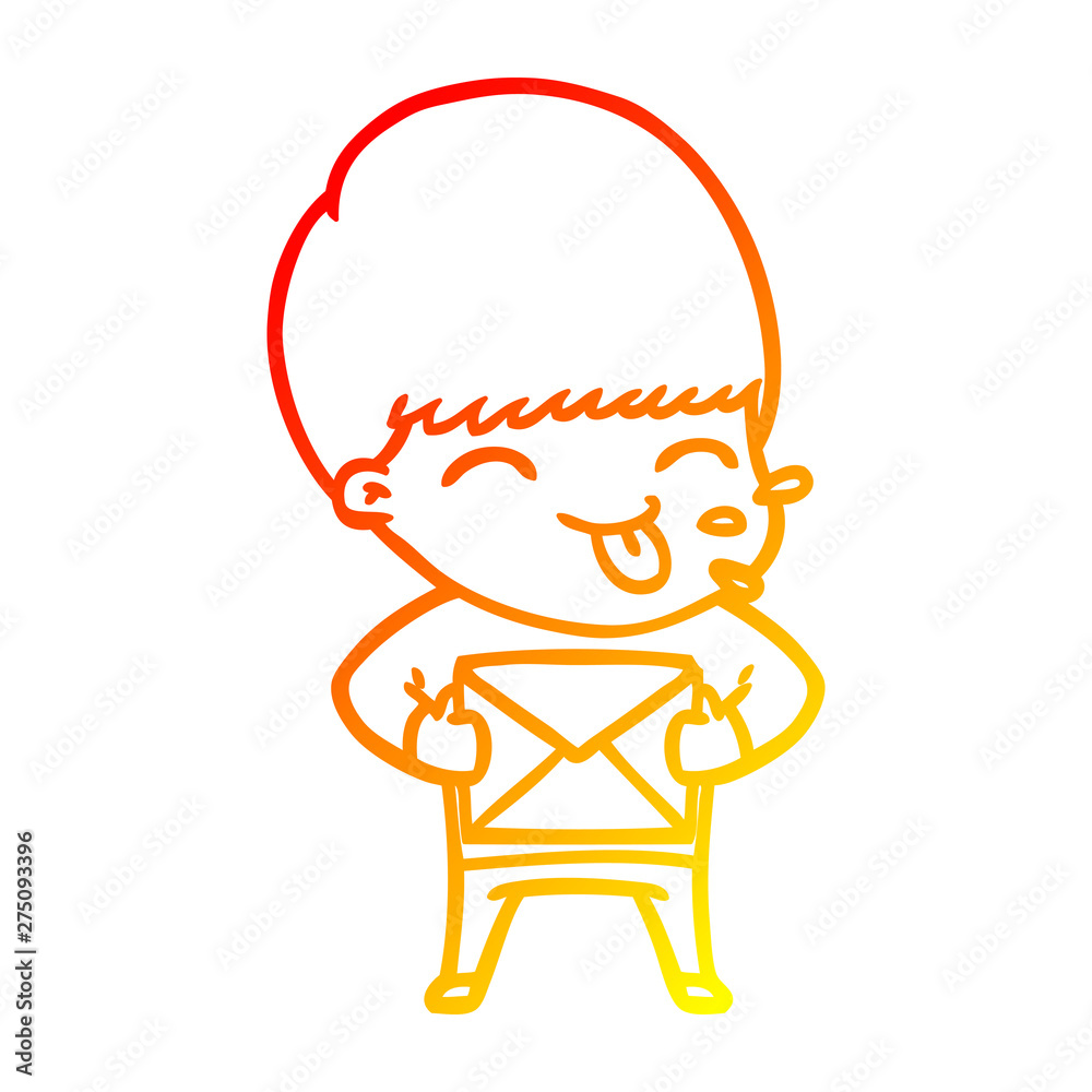 warm gradient line drawing happy cartoon boy warm gradient line drawing happy cartoon boy