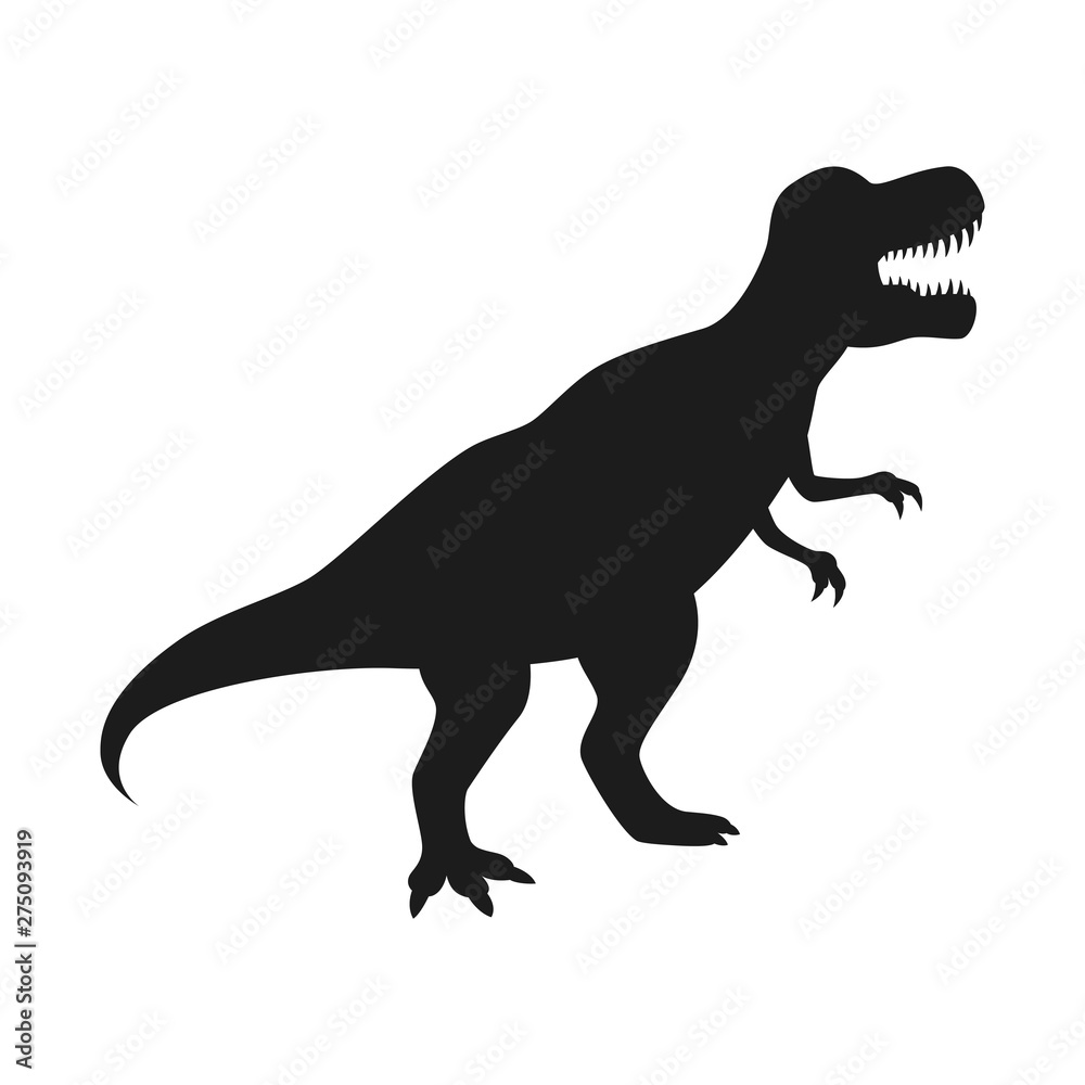 Dinosaur T-Rex vector silhouette. Tyrannosaurus black silhouette isolated