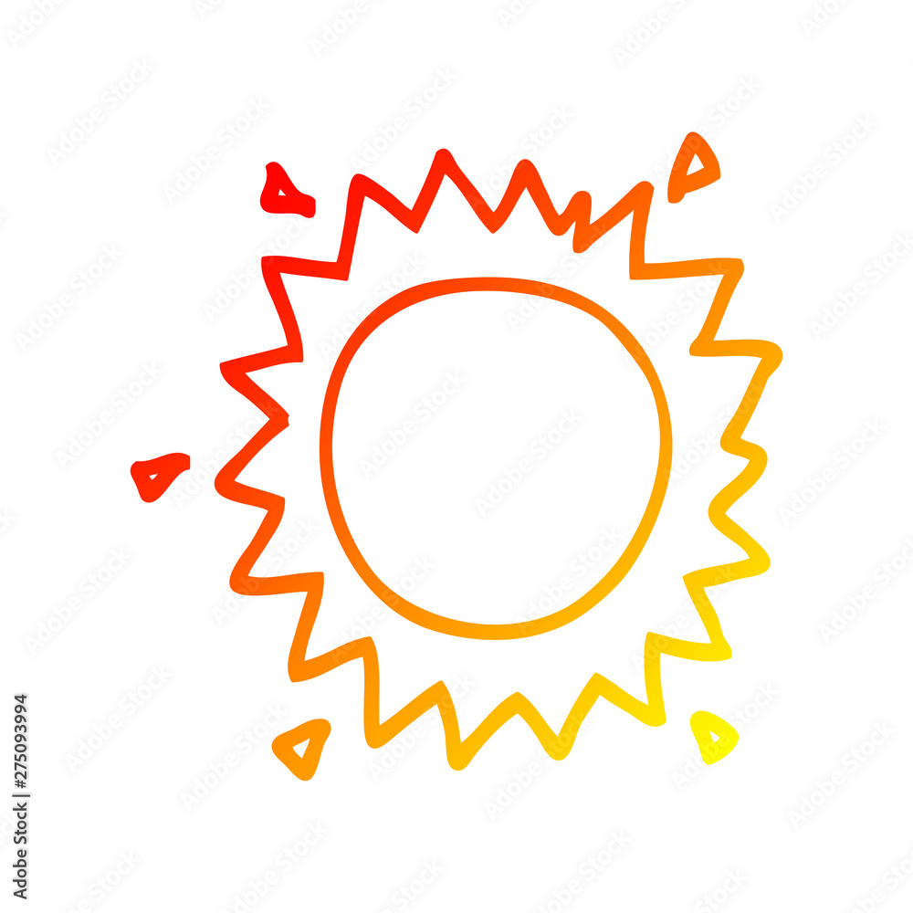 Fototapeta premium warm gradient line drawing cartoon sun
