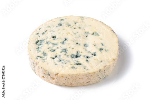 Round Cheese with mold on white background