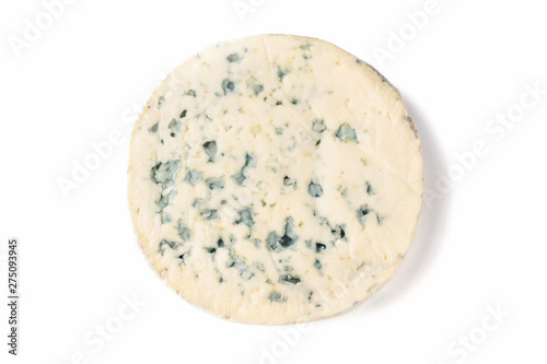 Round Cheese with mold on white background