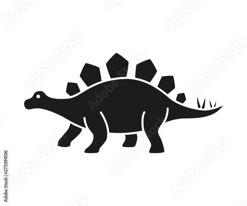 Stegosaurus vector silhouette. Dinosaur stegosaurus black silhouette isolated